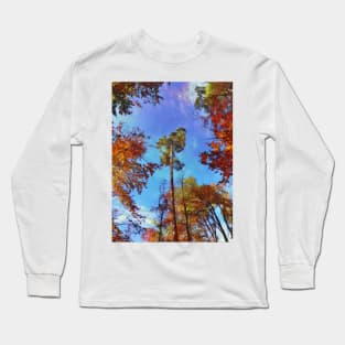 Tops of tress in an autumn setting Long Sleeve T-Shirt